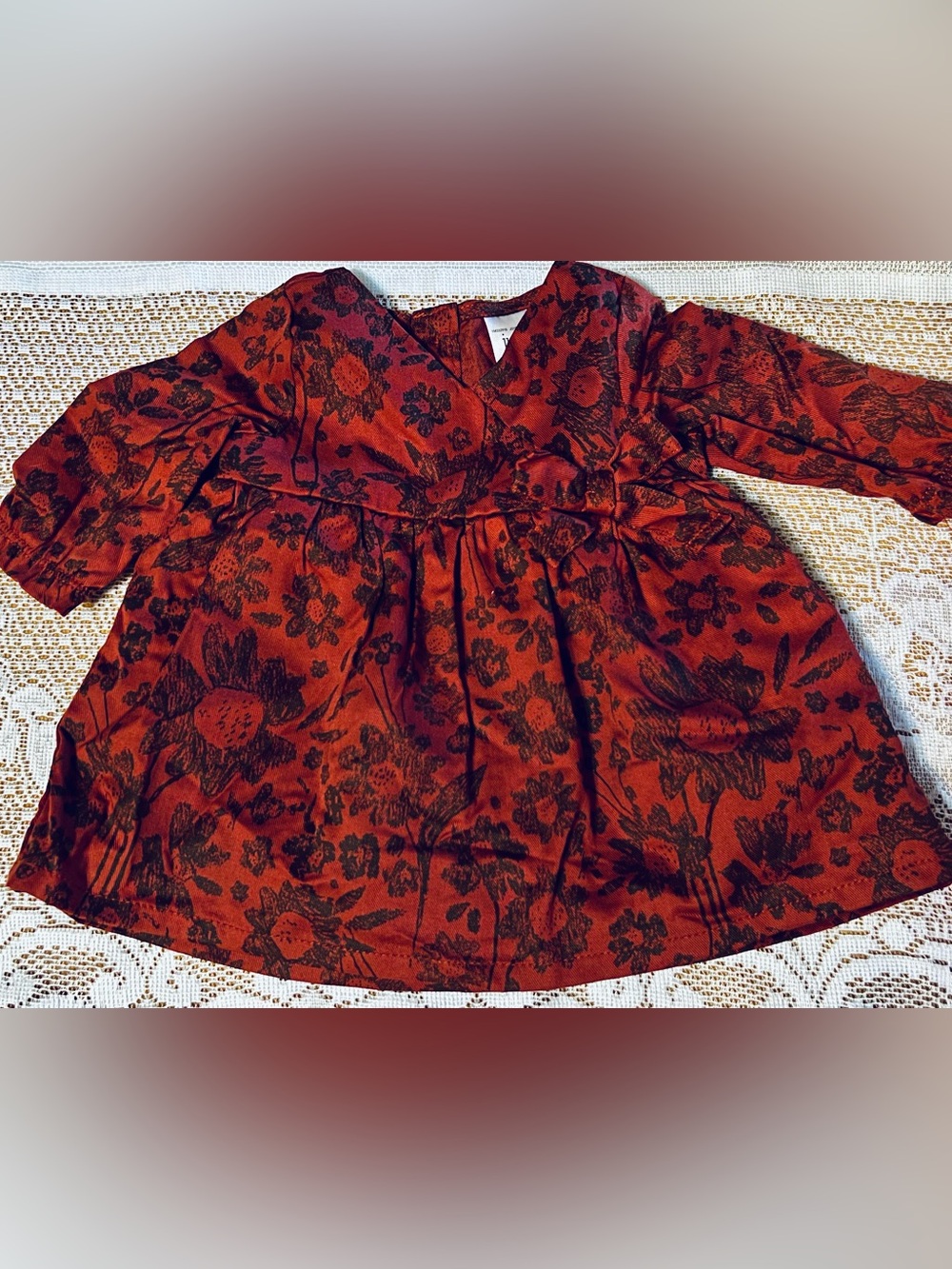 Carter's Claret Red Dress with Black Floral Print